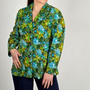 Vintage Floral Boho Hippie Corduroy Floral Jacket